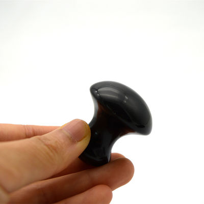 2024 Natürlicher Schwarzer Obsidian Pilz Guasha Schönheitsmassage Gua Sha Stein Für Gesicht Körpermodus Nr. ABK-59