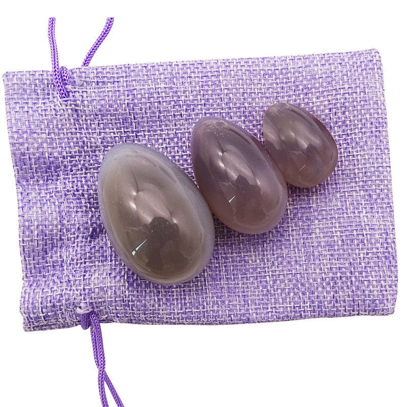 Yoni Eier Set Heilende polierte Graue Agate Ei Kaigl Vagina Dumbbell Yoni Massagesteine 3 Größen für das Intime Wohlbefinden