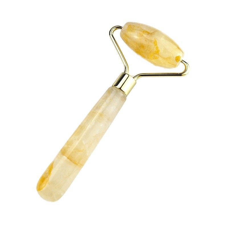 Gesichtsmassage-Werkzeuge Natürliche Gelbe Zitrin Gesichtsrolle 100% Natürliche Jade Massager für Muskelmassage Hautpflegeprodukte