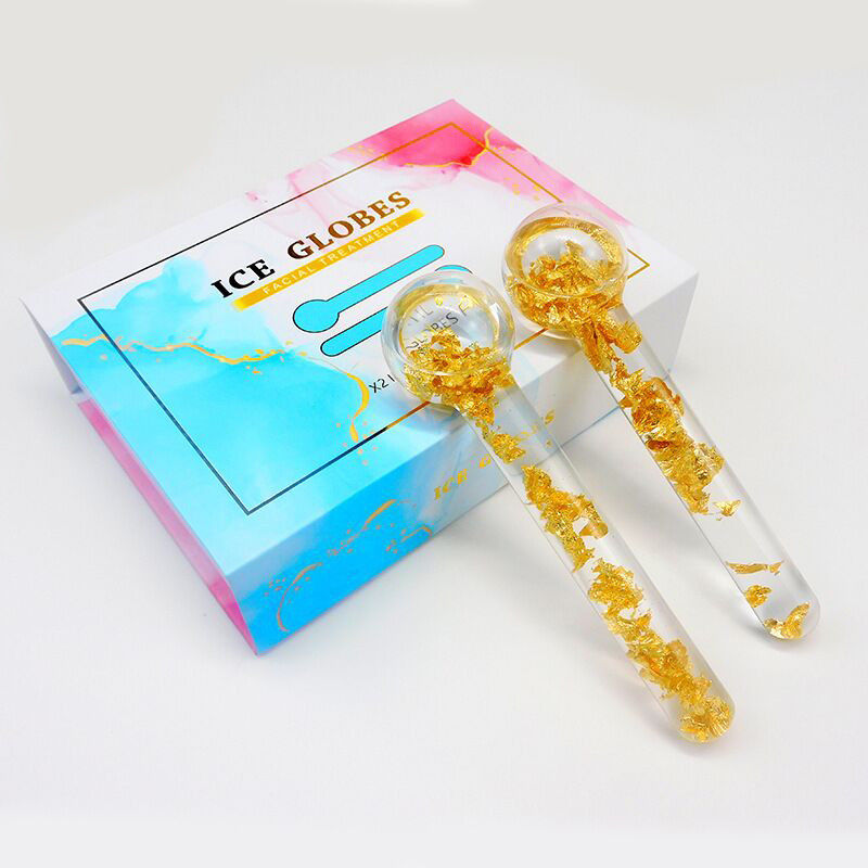 Kühlende Eiskugeln 24K Gold Gesichtsmassager Roller für tägliche Schönheitsroutinen zum Verringern von Schwellungen und Dunklen Kreisen im Gesicht