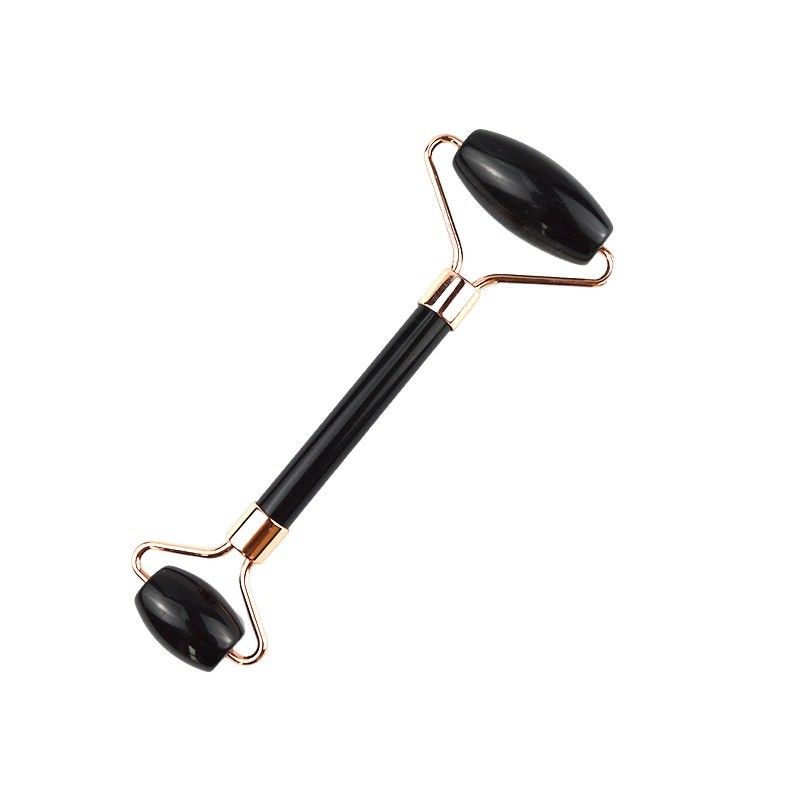 100% natürlicher Edelstein Schwarzer Obsidian Gesichtsschmalz Jade Guasha Roller Massager Gua Sha Gesichtsmassage Schönheitsmittel Hautpflege