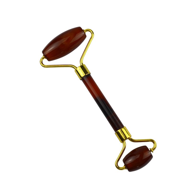Personalisiertes Logo verfügbard Gesichtsschönheitsprodukt Karnelian Guasha Gesichtsrolle für 100% natürliche Kristall-Rote Achat-Massager