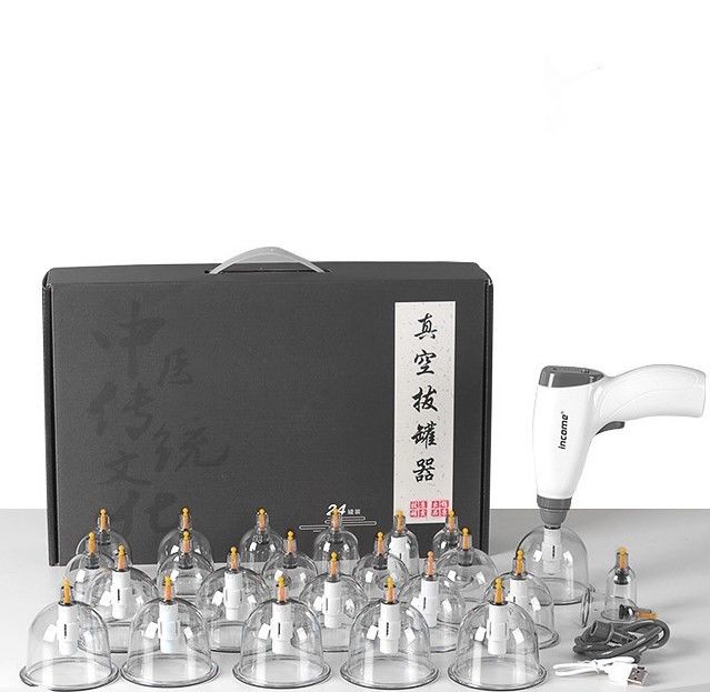 Massagetools Traditionelle chinesische 24 Stück Tassen Anti-Cellulite Elektrische Cupping Set Vakuum Gua Sha Cupping Therapie mit Pump Gun Extension Tube