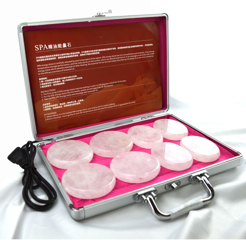 Körpermassage Klarer Quarzstein Gua Sha 8 Stück Guasha Set mit Heizkasten Wärmemassage Energie Steine