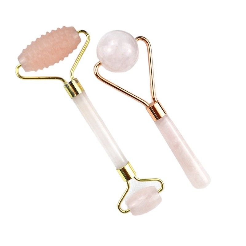 Muskelmassage Gesichtsmassage 2024 Natur Rose Quarz Jade Roller Gua Sha Werkzeuge mit Custom Logo