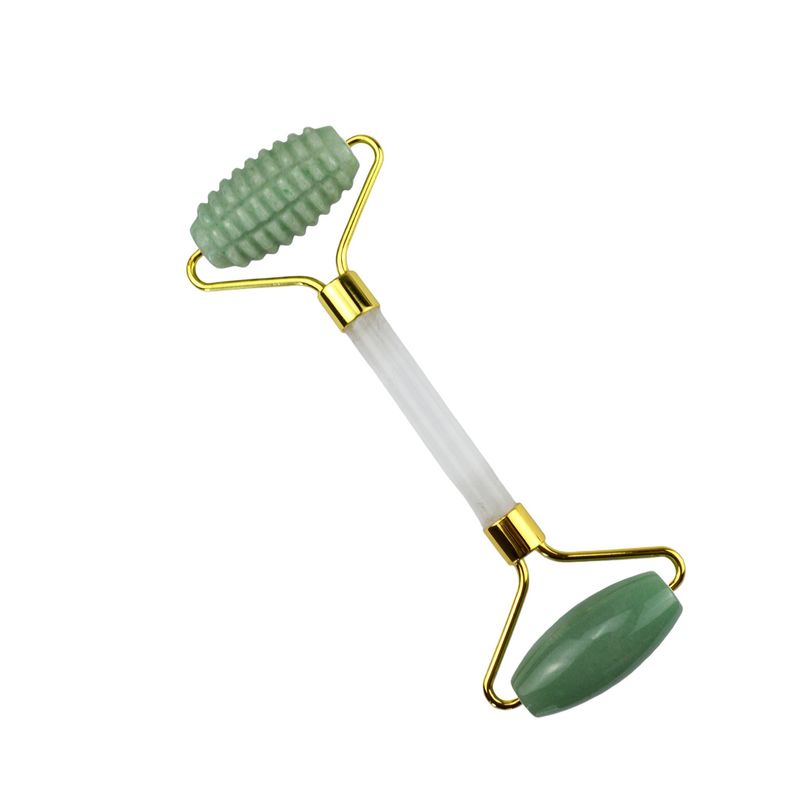 Custom Logo Grün Aventurin Gesichts Jade Roller Gua Sha Werkzeuge Kristall Griff Massager für Gesicht Auge Hals Massage im Jahr 2024