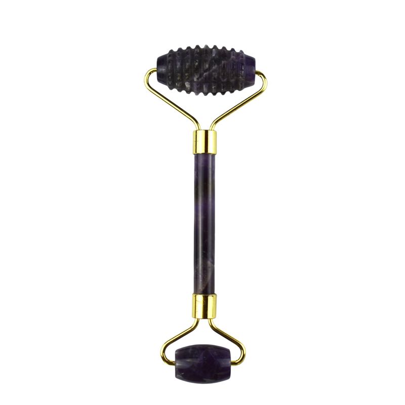 Gesichtsmassage Ausrüstung Lila Amethyst Gua Sha Jade Roller für den Hals Roller Guasha Massagetool Anpassung in Box Verpackung