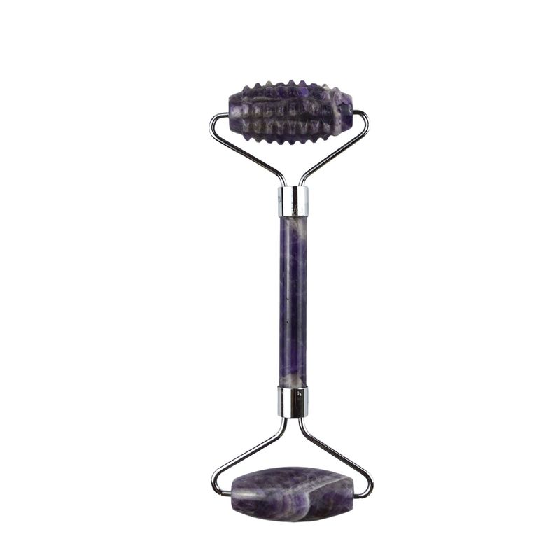 100% Original Natur Anti-Aging Guasha Massage Custom Amethyst Derma Gesichts Stein Ball Gua Sha Rollen Massager mit Logo
