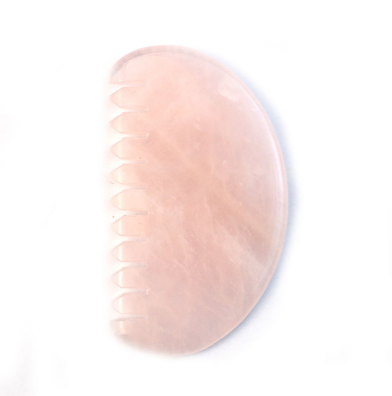 Gesichtsmassager Natürliches Rose Quarz Jade Haar Kamm Gua Sha Werkzeuge Jade Kopfhautmassager Für Kopfmassage Therapie Entlastung Kopfhaut Spannung