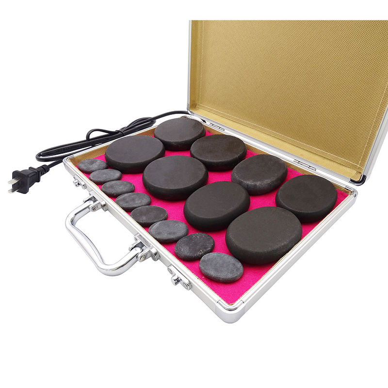 220V 110V Körperpflege Hot Massage Stone Set mit Aluminium Heizkiste und 16pcs Basalt Energie Steine