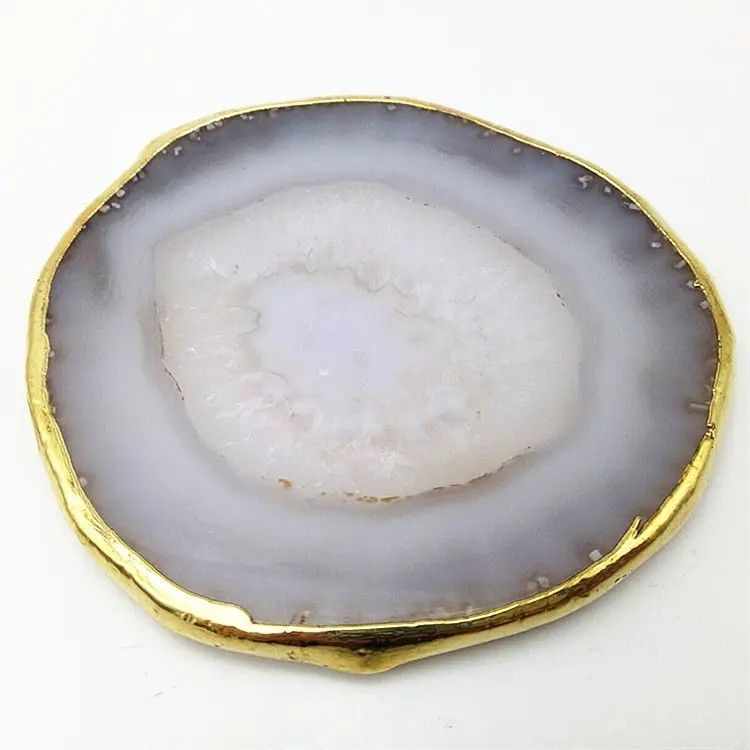 Regionale Besonderheit Agate Coaster Graue Scheiben Polierte Kristall Naturgemäste Blumenkrug Gravur Volkskunst Schnitzerei