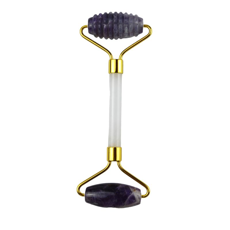 Anti-Fall-Gesichtsmassage-Werkzeug Natürliche Amethyst Guasha Roller mit Geräuschfreien Jade Stein
