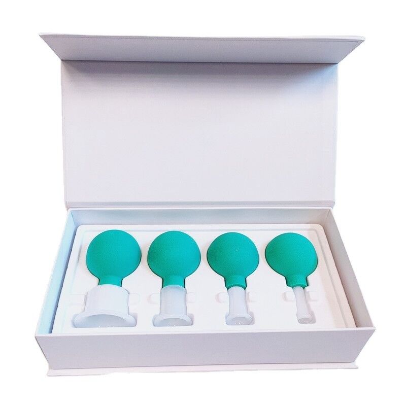 Entfernen Sie Feuchtigkeit und Linderung von Schmerzen 4 Stück Glasbecher Set für Gesichtshaut Rücken Schulter Muskelmassage