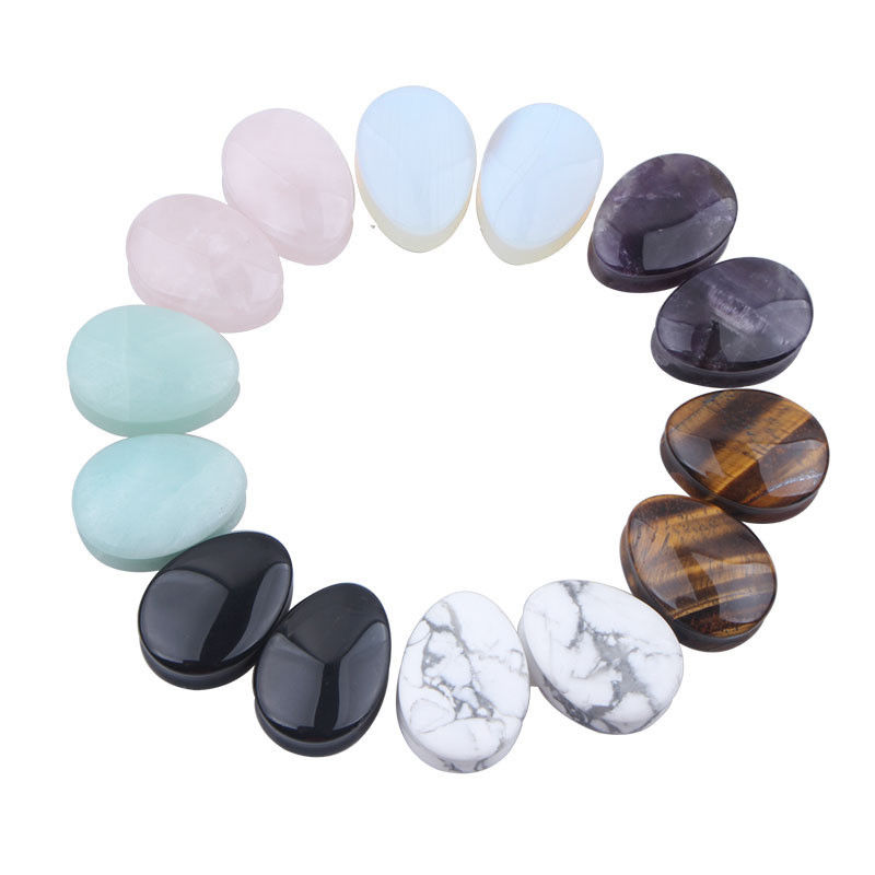 Stein Ohrmuschel Ausdehnung Pug Piercing Körper Schmuck Naturkristall Jade Stein beliebt OEM ODM Agat Stecker Tunnel Schmuck