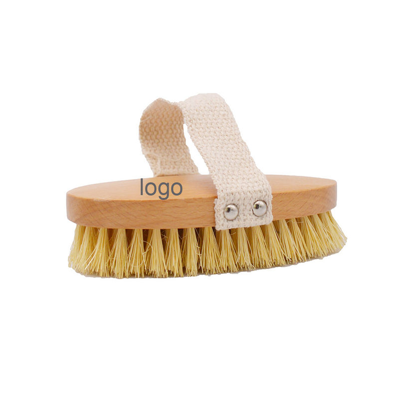 Sisal Bristle Trockene Körperbürste zur Exfoliation von Cellulite und Massage trockener Haut in Holzfarbe