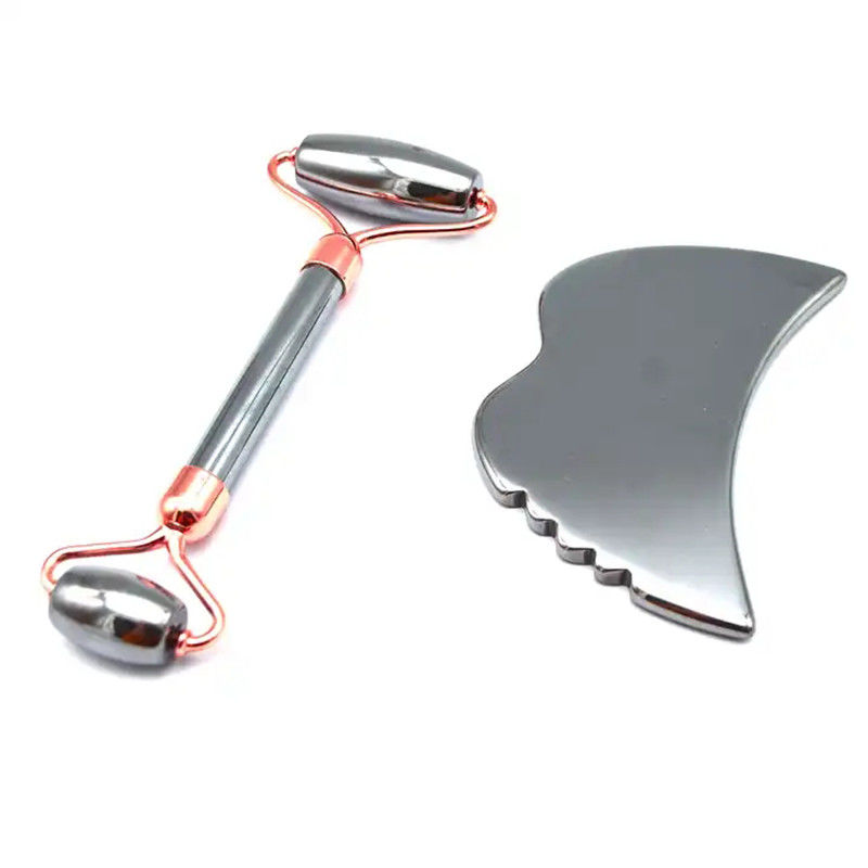 Energie Stein Guasha Massager für Gesicht Augen Hals Finger 5,5*14 cm Silber Terahertz Gesichtsrolle Gua Sha Set