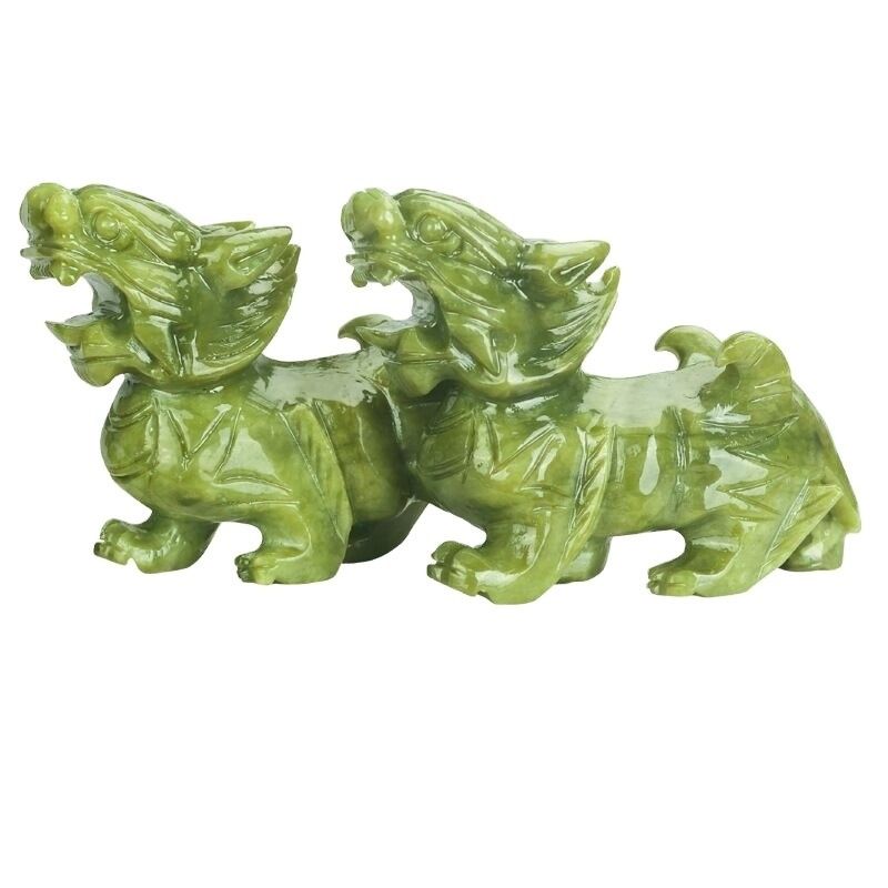 Regional Feature Paar Naturjade Pixiu Home Office Feng Shui Jade Schnitzerei Handwerk Jade Ornamente Feng Shui Pixiu