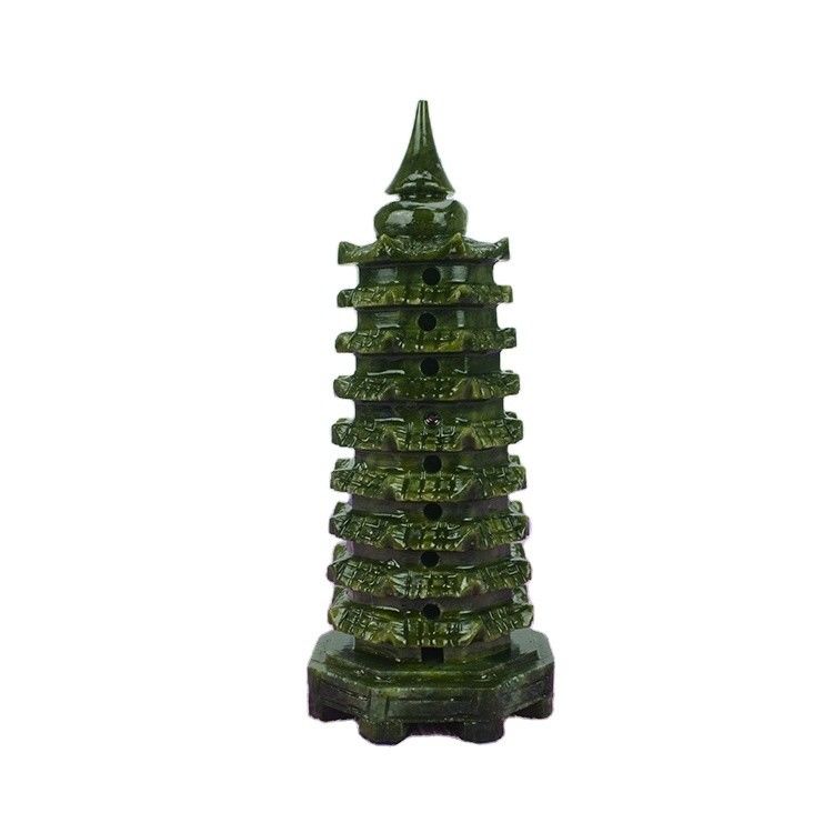 Ausgezeichnete Skulptur Natürlicher Saphir Jade Wenchang Turm für Feng Shui Dekoration Modus Nr. ABK-13