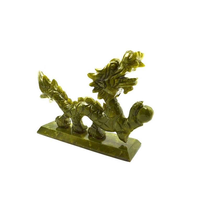 Natürliche grüne chinesische Jade-Drachen in Feng Shui-Stil für Dekorationsstücke