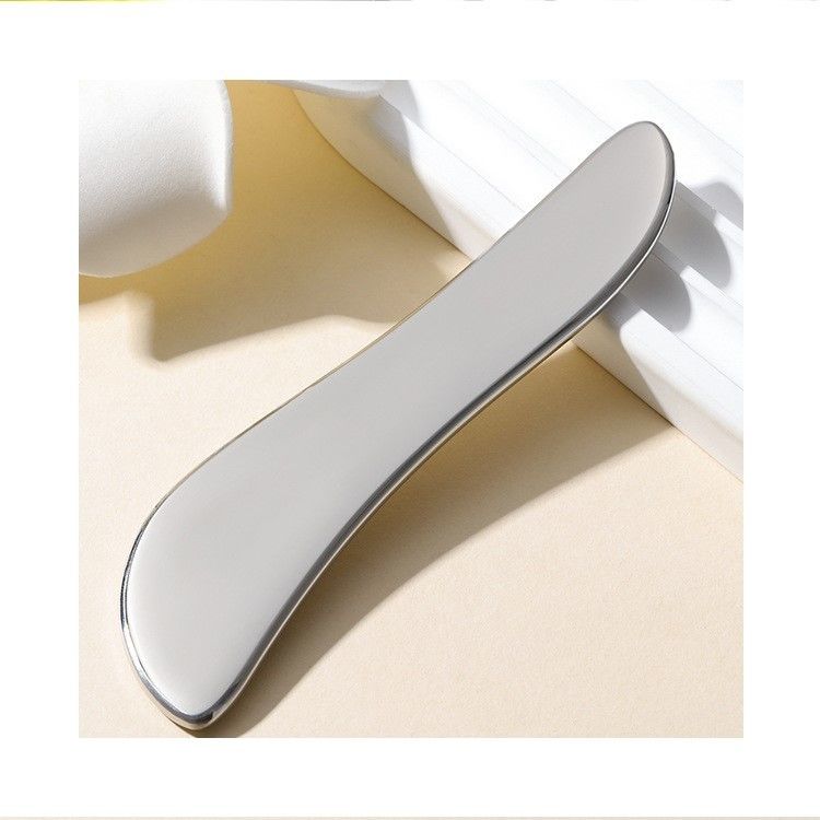 Edelstahl Gua Sha Platte 304 Metall S-förmige Gesichts- und Körpermassage Silber 205*47*4,5mm