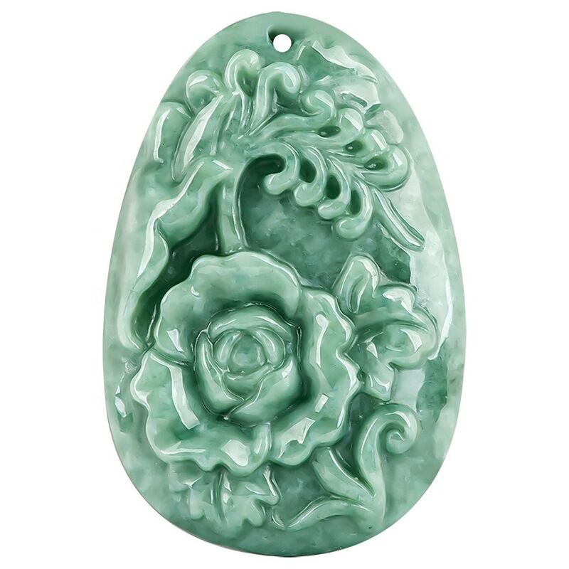 Jadeit-Peonienblume Magpie Anhänger Jade Pullover Kette atemberaubende Kunst Sammlerartikel für Männer und Frauen