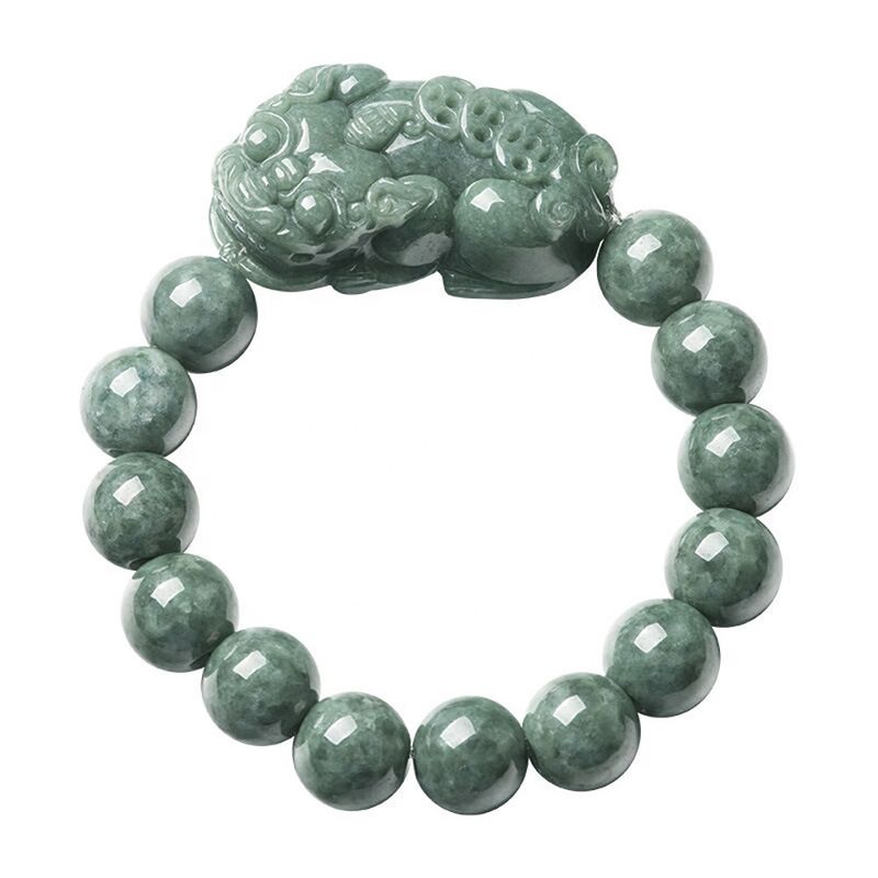 Schnitzende Jadeit Armband Öl Grün Pixiu Männer und Frauen Charme Armbänder Accessoires Geburtstagsgeschenk Ring 13mm Perlen Durchmesser