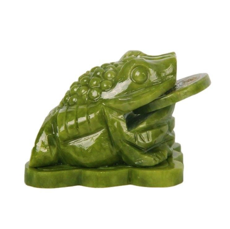 Auto-Armaturenbrett Dekor OEM ODM Natürliche grüne Jade Kröte Fengshui Geld Frosch Gravur für dreibeinigen Reichtum Frosch