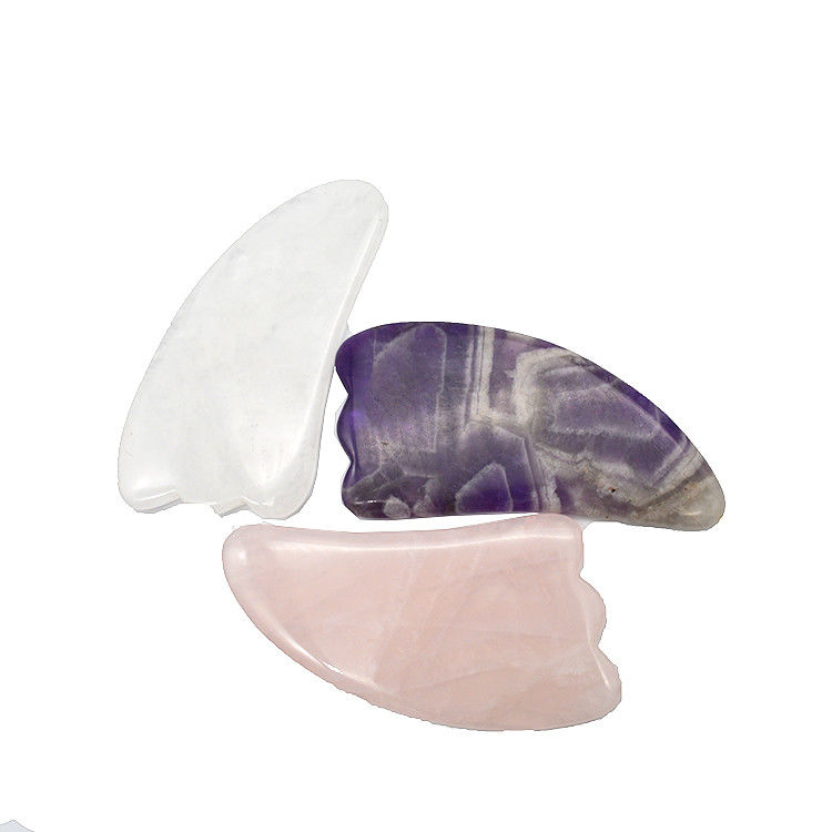 9.5*5.5cm Naturstein Gua Sha Werkzeug Rose Quarz/Amethyst/Weißer Jade Massagetool für Körpermassage