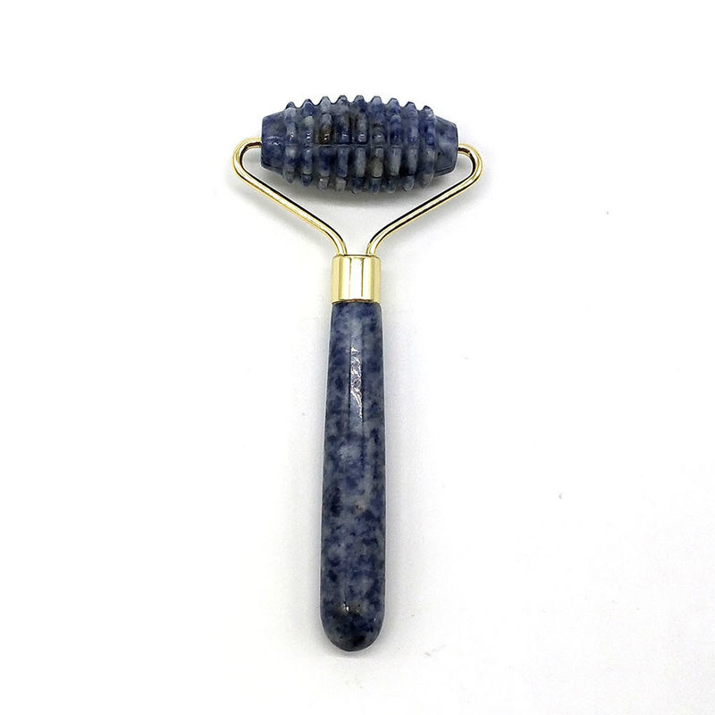 Blue Point Jasper Geräuschloser Gesichtsmasseur Natur Jade-Roller Masseur 128*58mm Funktion Gesicht nach oben Masseur Natur