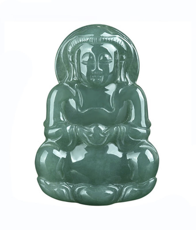 Natürlicher Jade Guanyin Anhänger Grün Smaragd Jadeit Charme Halskette Amulet für Damen-Männer Schmuck Elegant und stilvoll