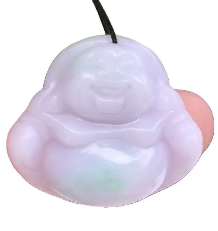 Grüner tragbarer, natürlicher Burma, lila geschnitzter Jadeit, Jade, lachender Buddha Anhänger für Frauen und Kinder, natürliche Farbe