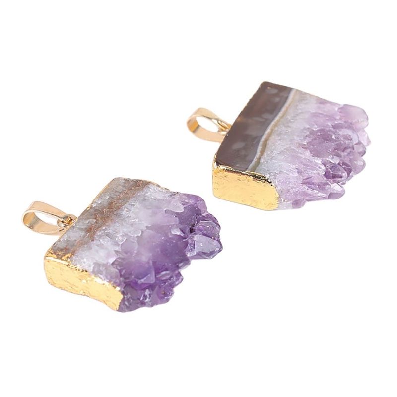 Feng Shui Natürlicher Druzy Quarz Agat Amethyst Halskette mit vergoldetem Anhänger und Kristallsteinen