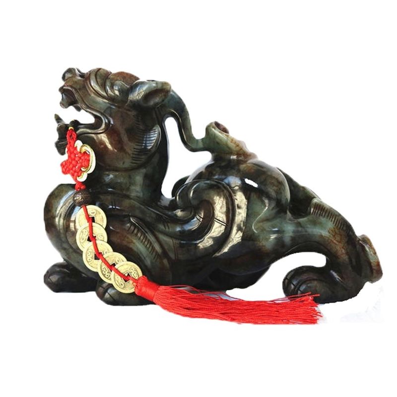 Quarz Kristall Jade Pixiu Grüne Statue für Zuhause Geschenk 20 cm Edelstein Feng Shui Gravur Figur geschnitzt Heimdekoration Liebe