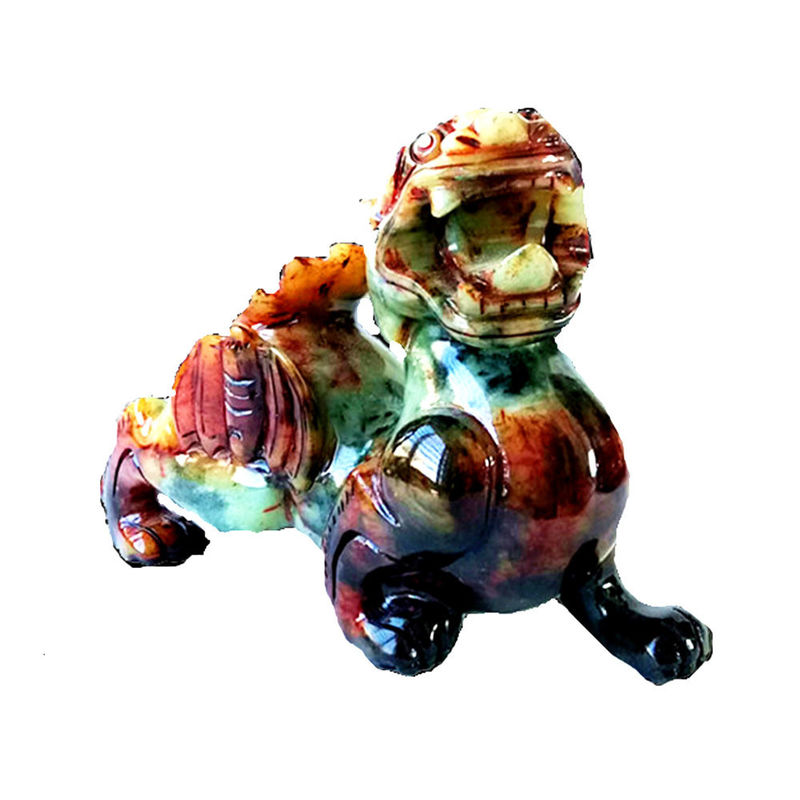 Handgeschnitzte 22cm Jade Pixiu Drachen Grüne Statue für Glück und Böse Edelstein enthalten