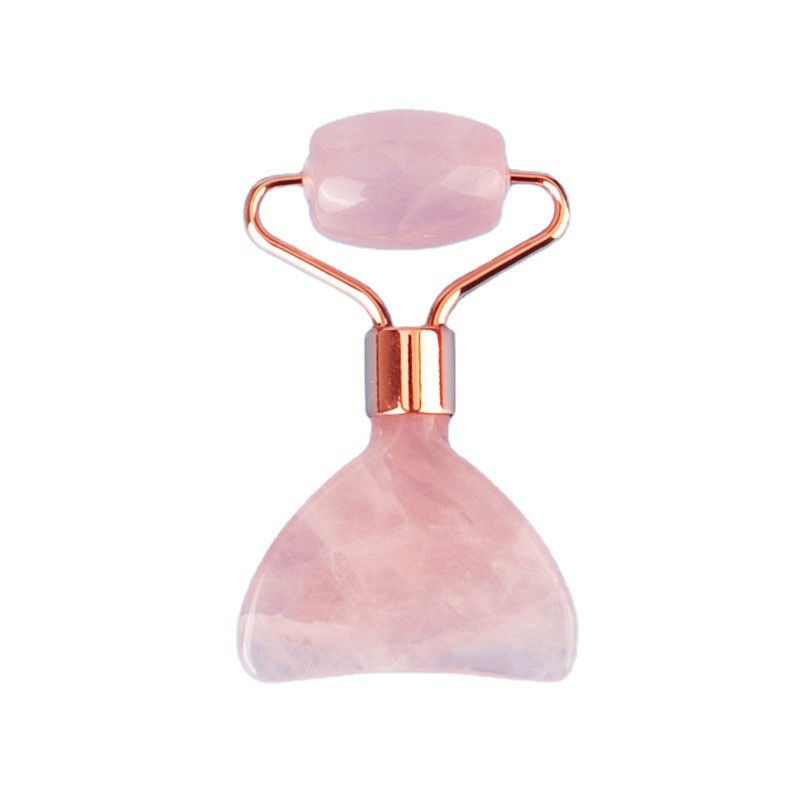 Mini Rose Quarz Jade Roller Augen Hautpflege Gua Sha Board Multifunktionales Gesichtsschönheitsgerät innerhalb von 90 Zeichen