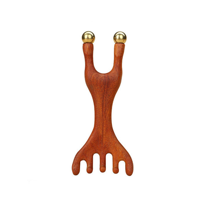 Roter Hirsch Geweihform Kupfer Kopfhaut Meridian Massager Kopf Gua Sha Massage Kamm für die Kontur und das Anheben der Gesichtszüge