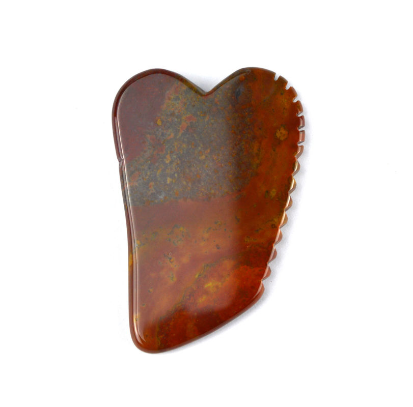 Muskelmassage-Funktion 2024 Heißes Naturrotes Mookait Jaspisches Gua Sha Massager Custom Logo Hautpflege Anti-Aging Heilende Steine Schrauben Massagetools