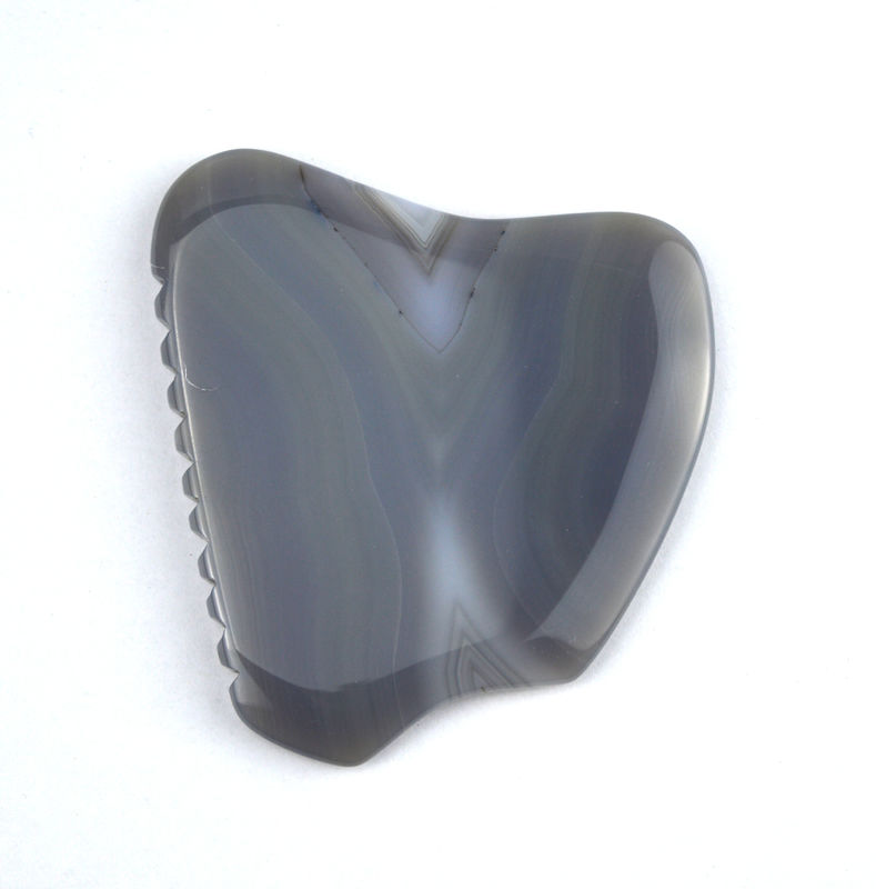 Massage-Scraping-Therapie-Werkzeug 83g Grau gestreifter Achat Jade Gua Sha Stein für Gesicht und Körper