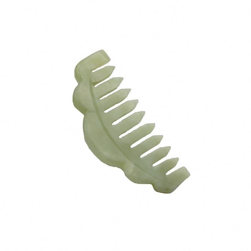 Natürlicher Jade Stein Haar Kamm Kopfhaut Gua Sha Massage Kamm Massager mit Meridian Clearing Eigenschaften Bild perfekt