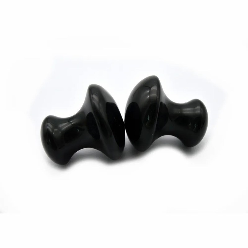 Natürlicher Schwarzer Obsidianpilz Gua Sha Schönheitsmassage Stein für Gesichts-Körperpflege