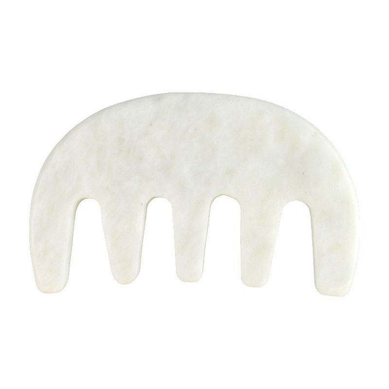 Kopf-Spa-Massager Chinesisch natürliches Weiß Xiuyan Jade Gua Sha Schrauben Kamm für 2024 Trending Massagetools