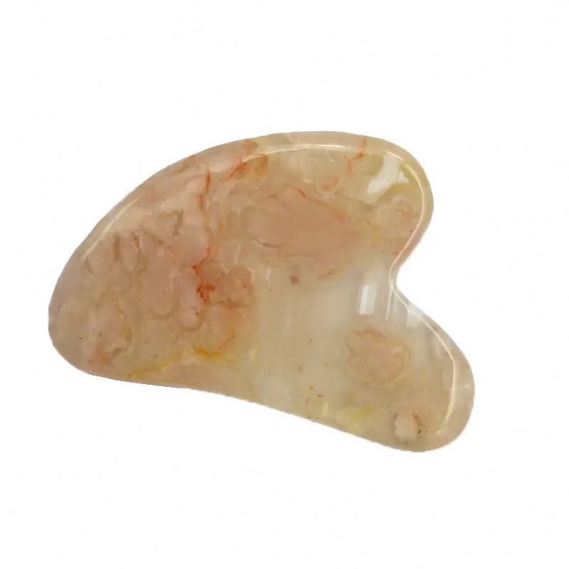 Kirschblüte Achat Herzform Gua Sha Board Hautpflege Massagetool für Infrarotphysiotherapie