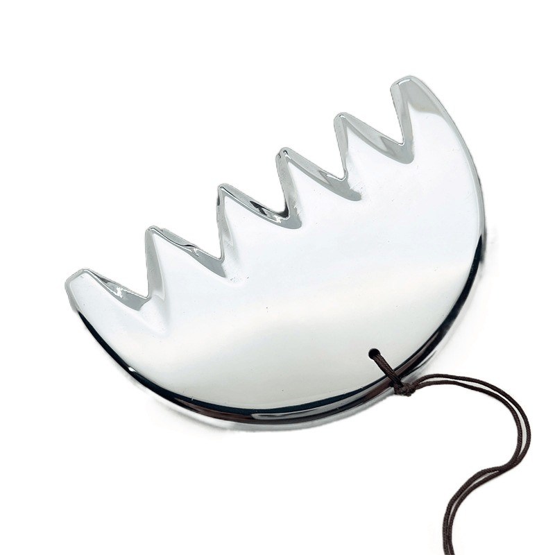 Körpermassage Silber Sechszahn Terahertz Gua Sha Board Kopfhaut Kamm Guasha Energie Stein Kopf Massager Gesundheitsfürsorge Salon Schönheitsmittel
