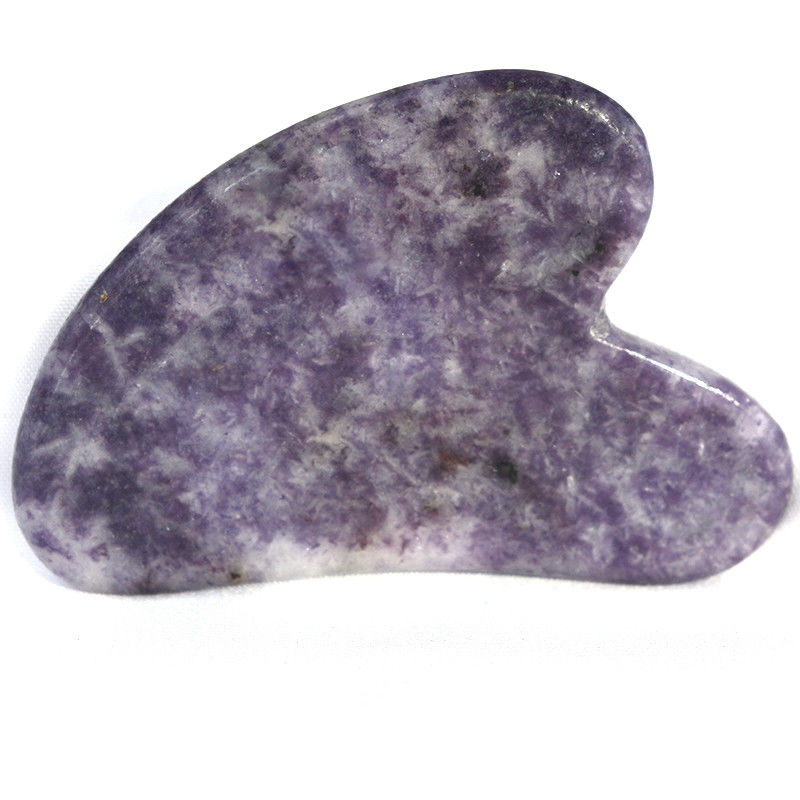 Körpermassage-Ausrüstung Natürliche Herzform Lila Stein Gua Sha Schraubbrett für Muskelentspannung und Hautgesundheit Spa