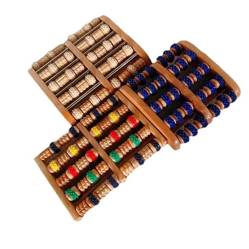 Holzwerkzeug Pediküre Fußtherapie Meridian Massager Farbgummi Holz Fußroller für Fußmassage und Meridian