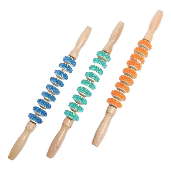 Körpermuskeln Anti-Cellulitis-Massage-Roller Gewichtsverlust Ganzkörper-Relaxation Holztherapie-Massagetools Neunräder-PVC-Roller