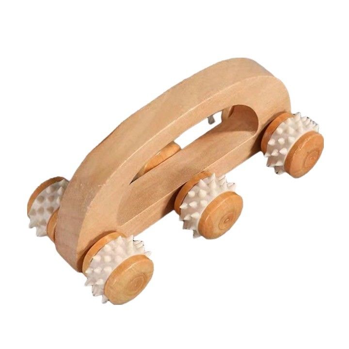 Hauswirtschaftliche Massivholz-Roller-Massagetrolley mit Handgriff Guasha Körperpflege-Werkzeug Entspannung Schönheitsmassager Körpermassage