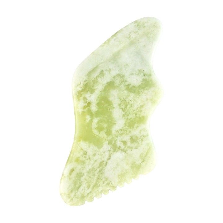 Körpermassager Natürliche grüne Jade Guasha für Anti-Aging Chinesisch Xiuyan Jade Blitzform Gua Sha Schaben Massagetool