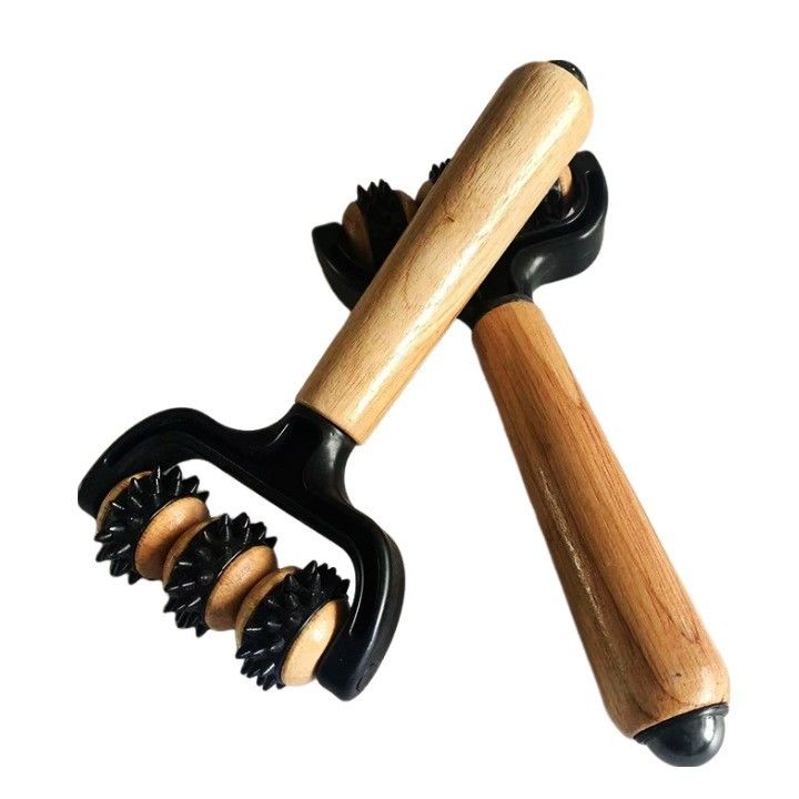 Holz-Roller-Massagestick Handbuch Drei-Perlen-Massager mit Magnetkugel für den Körper Gesundheit Schönheitsmittel Spa Muskelentspannung Massage Bereich Körper