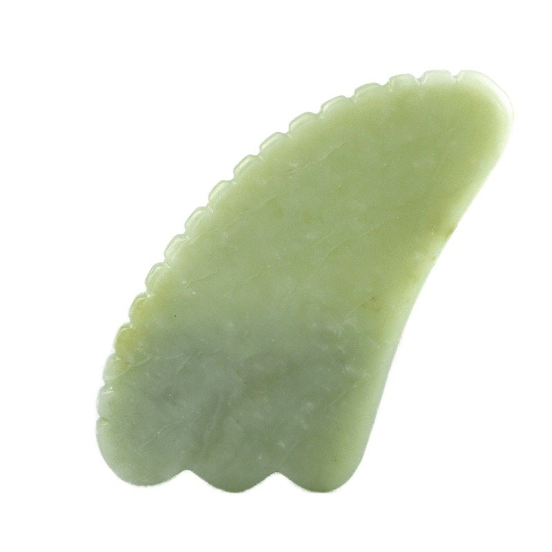 Körpermassage-Ausrüstung Handbuch GuaSha Werkzeug aus natürlichem grünem Xiuyan Jade für Kiefer-Skulptur und Schwellungen Reduktion